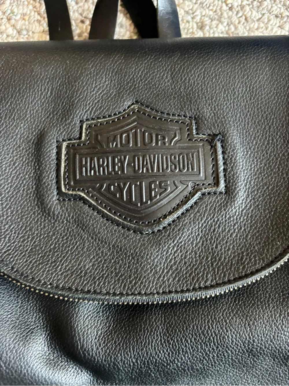 Harley-Davidson Black Pebble Leather Logo Backpack